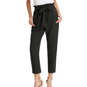 GRACE KARIN Women's Cropped Paper Bag Waist Pants with Pockets